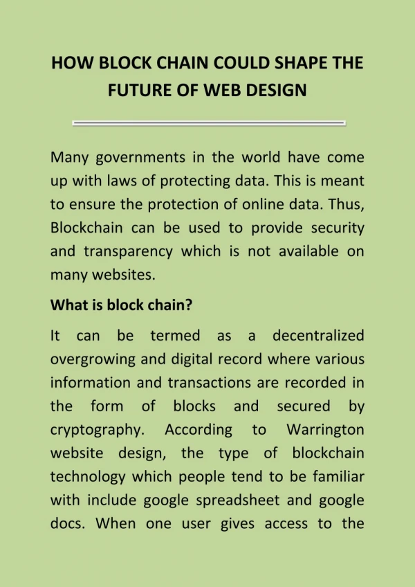 How block chain could shape the future of web design