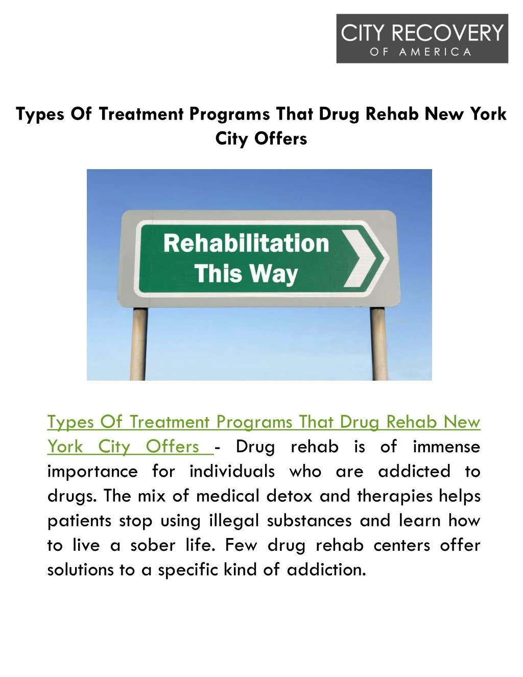 types of treatment programs that drug rehab