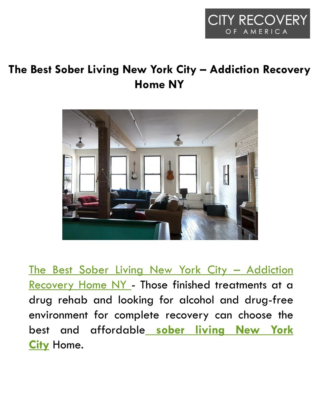 the best sober living new york city addiction