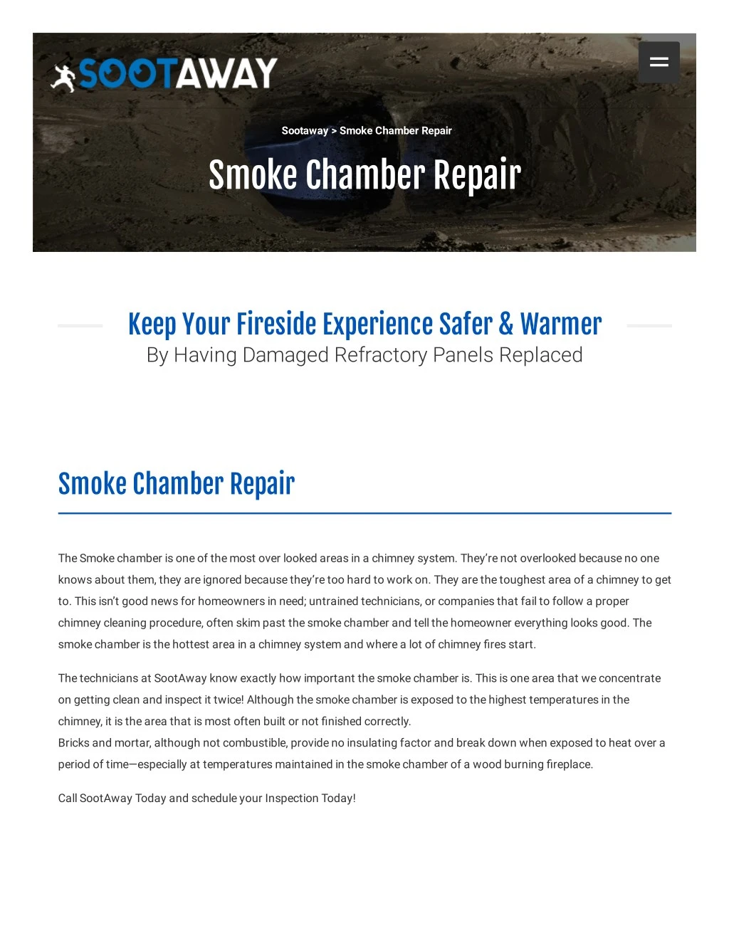 sootaway smoke chamber repair smoke chamber repair