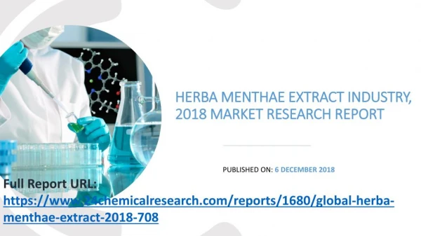 Herba Menthae Extract Industry, 2018 Market Research Report