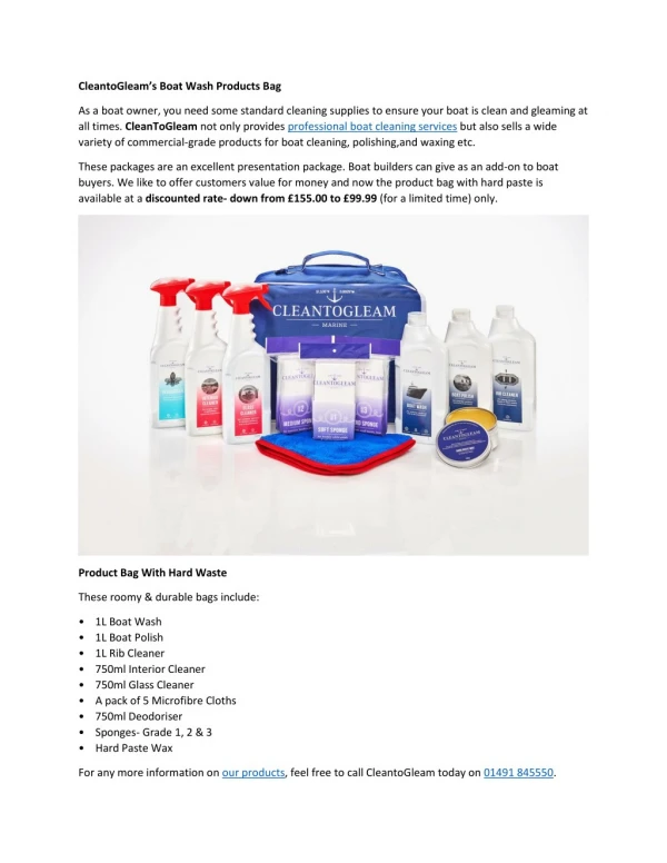 CleantoGleam’s Boat Wash Products Bag