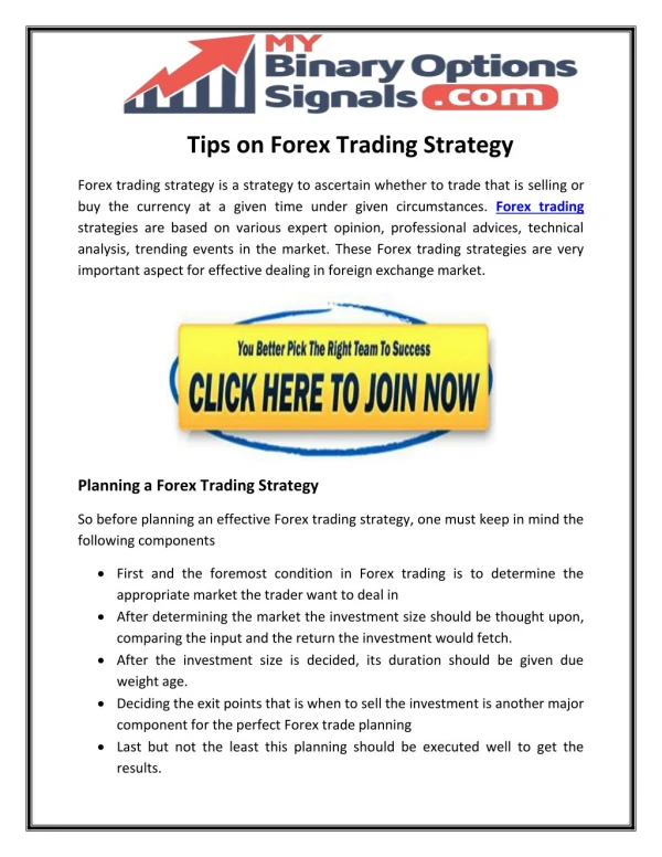 Tips on Forex Trading Strategy