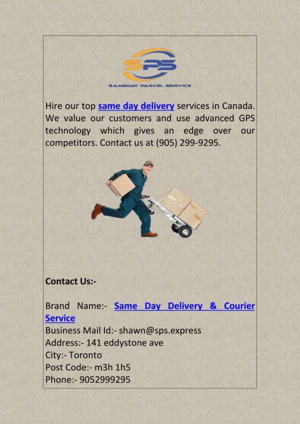 Hire Top Same Day Parcel Delivery Services