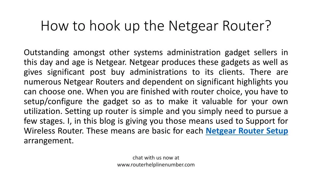 how to hook up the netgear router