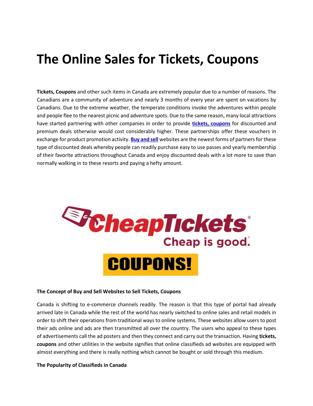 the online sales for tickets coupons