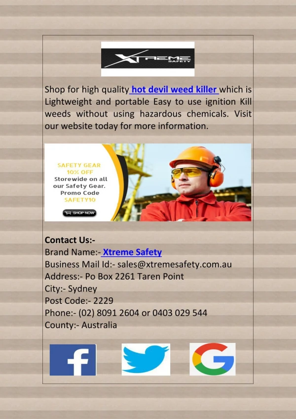 Hot Devil Weed Killer | Xtremesafety.com.au