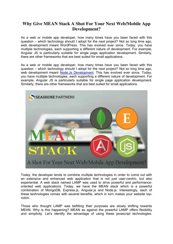 why give mean stack a shot for your next