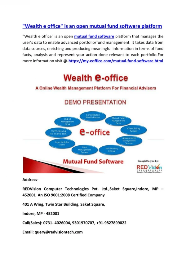 "Wealth e office" is an open mutual fund software platform