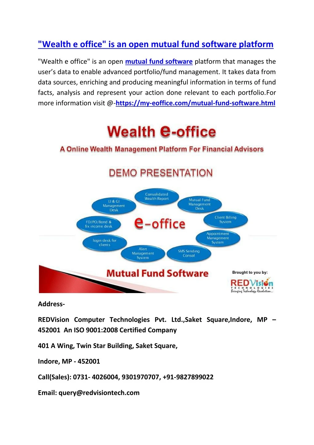 wealth e office is an open mutual fund software
