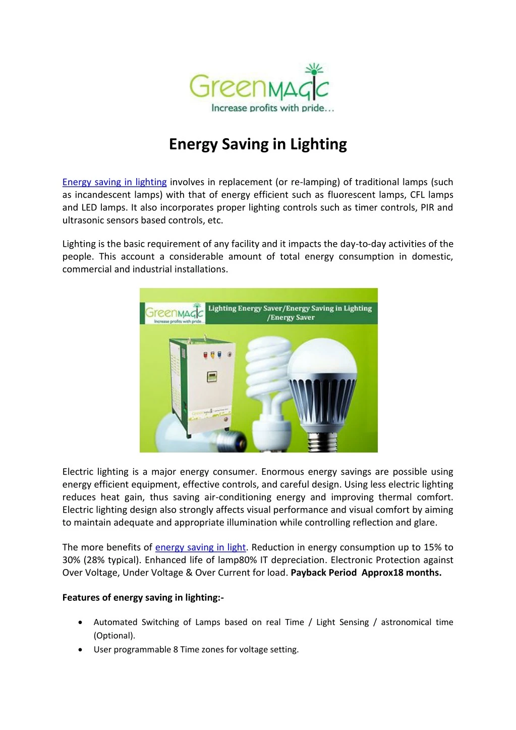 energy saving in lighting