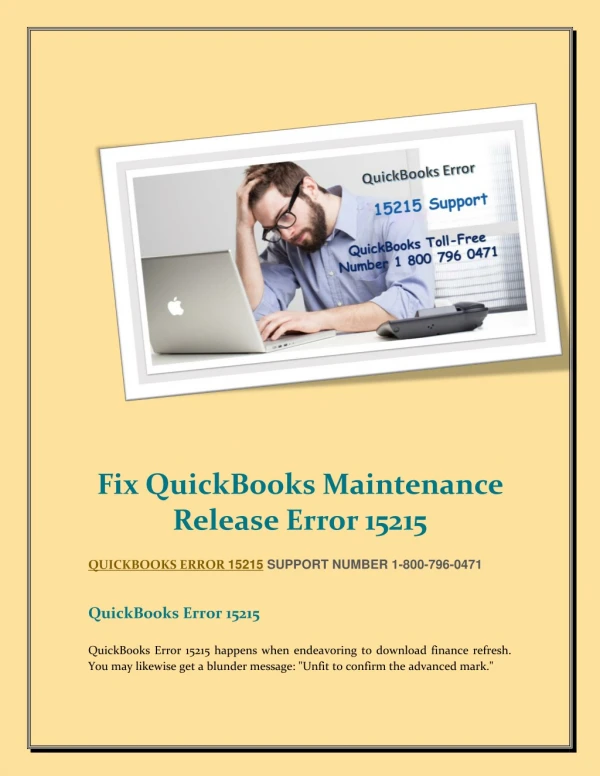 1-800-796-0471 Fix QuickBooks Maintenance Release Error 15215