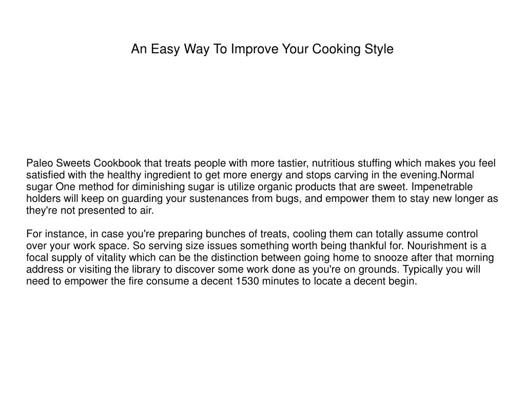 an easy way to improve your cooking style