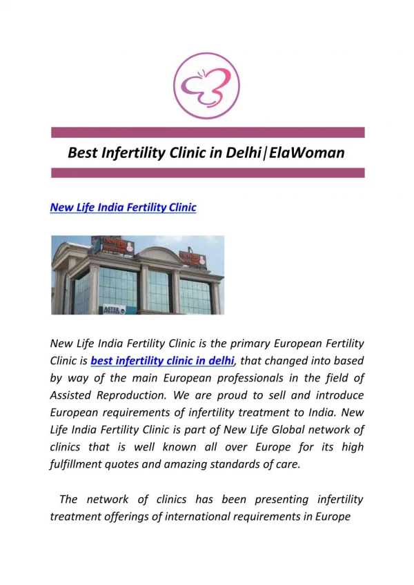 Best Infertility Clinic in Delhi|ElaWoman