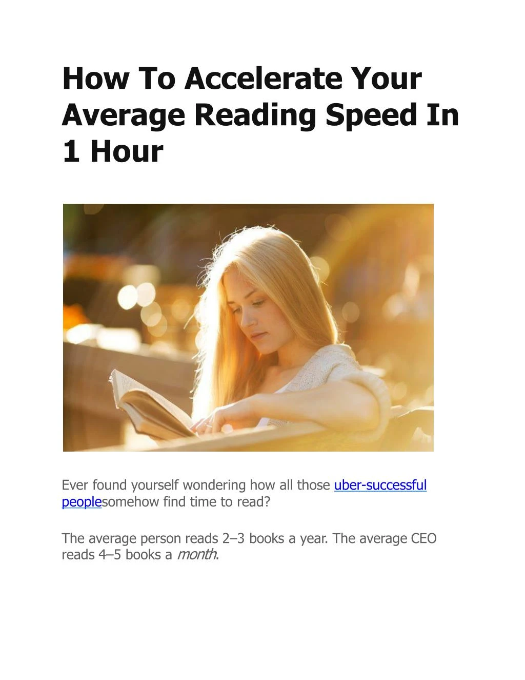 how to accelerate your average reading speed in 1 hour