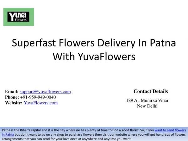 Superfast Flowers Delivery In Patna With YuvaFlowers