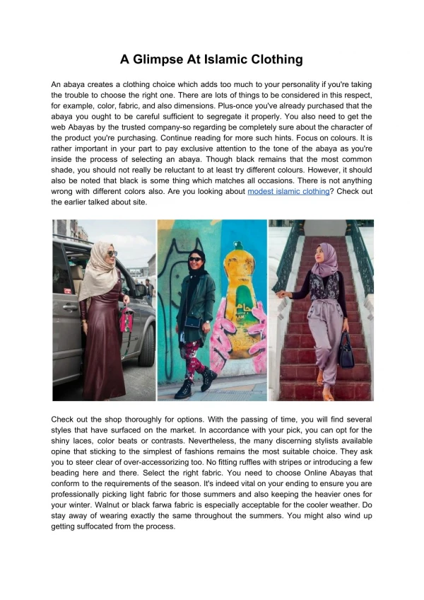 A Glimpse At Islamic Clothing