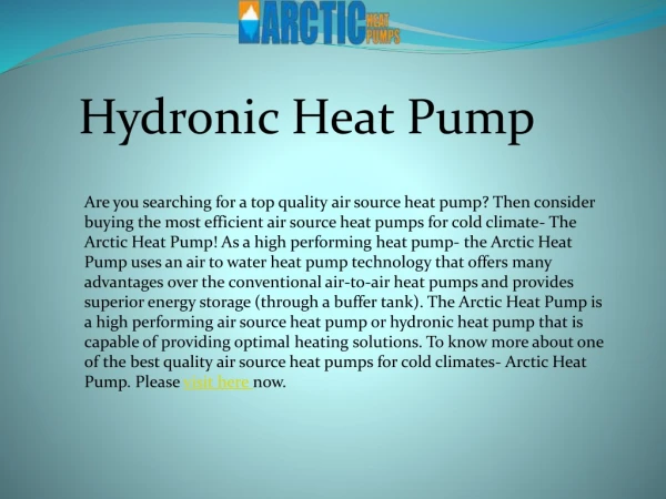 Best Quality Hydronic Heat Pump