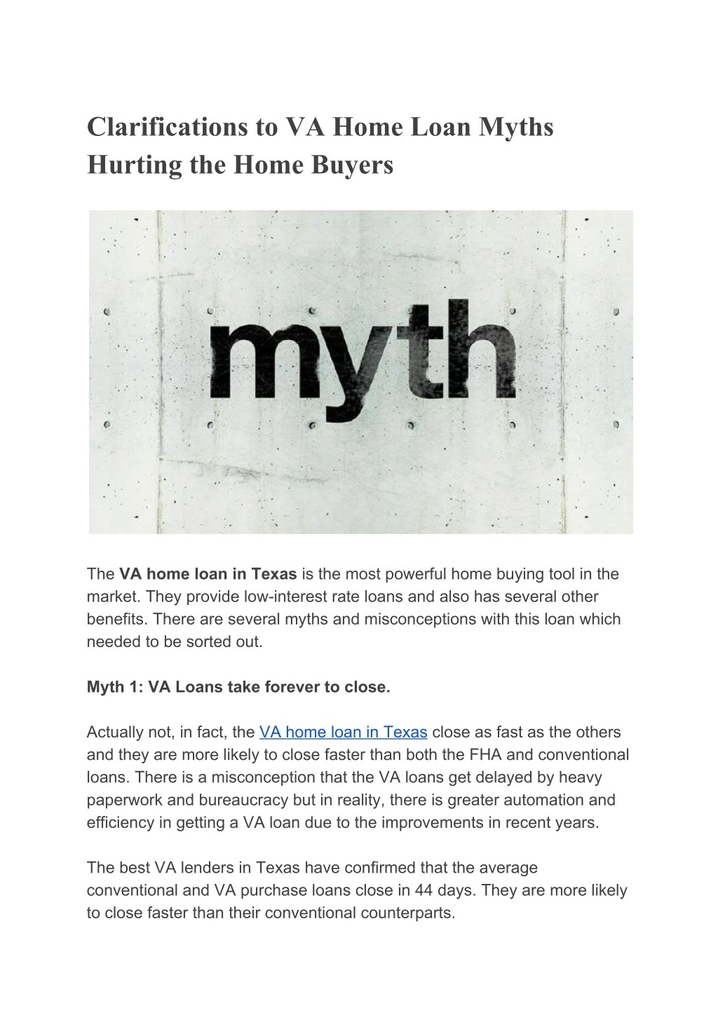 clarifications to va home loan myths hurting