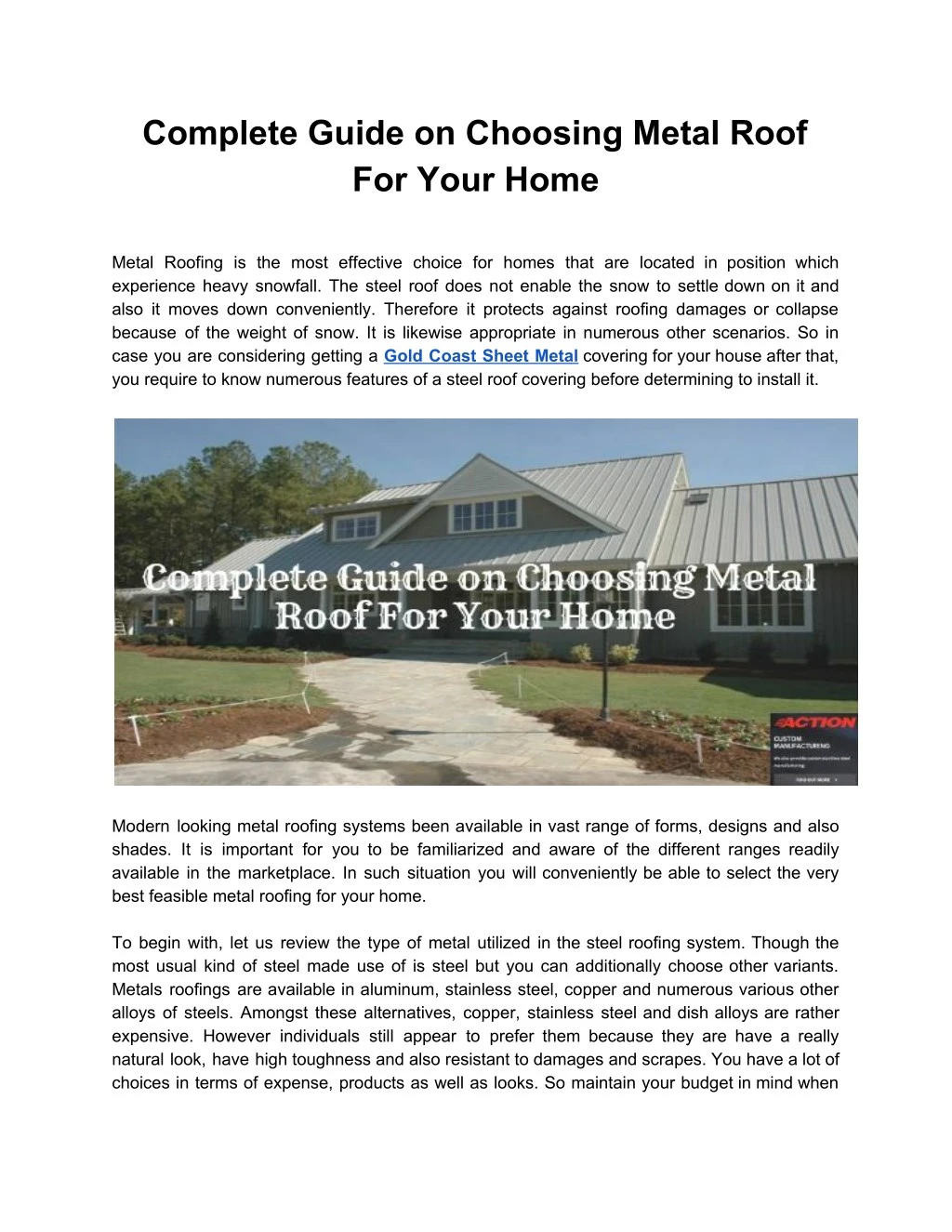 complete guide on choosing metal roof for your
