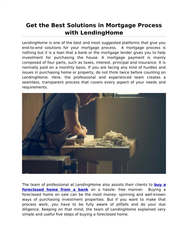 Get the Best Solutions in Mortgage Process with LendingHome