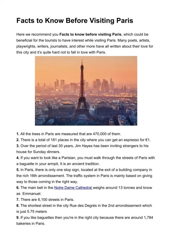 Facts to Know Before Visiting Paris Here