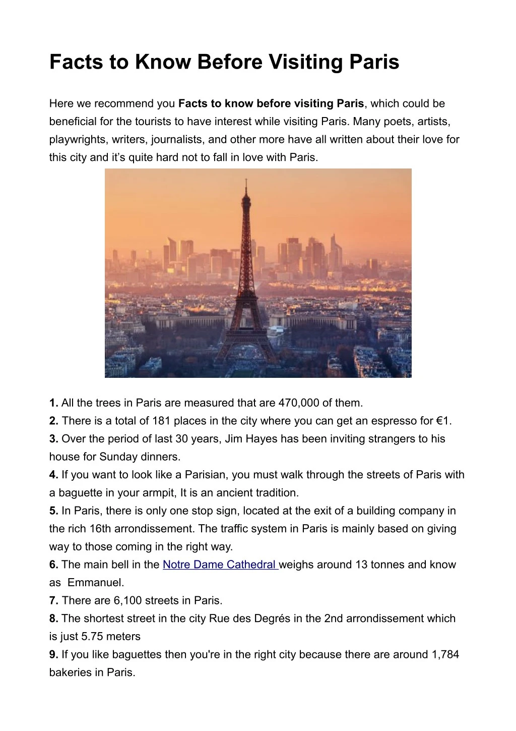 facts to know before visiting paris