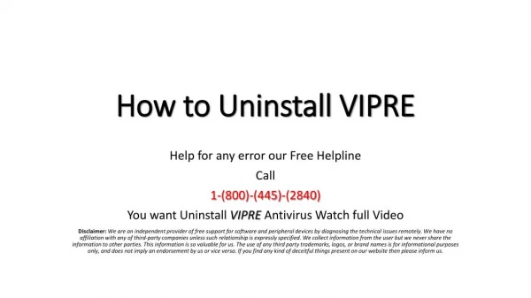 How to uninstall VIPRE Advanced Security 1-800-445-2810 Free Vipre Customer Support