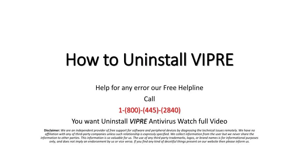 how to uninstall vipre