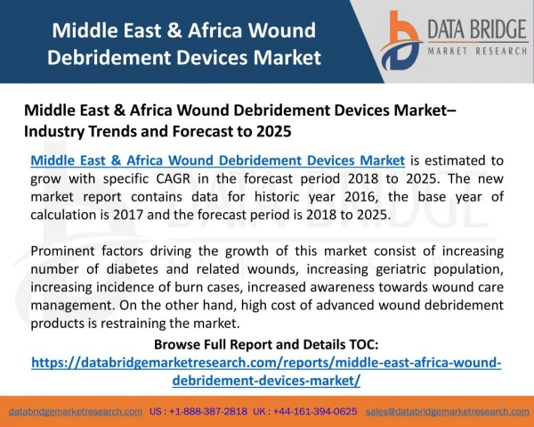 Middle East & Africa Wound Debridement Devices Market– Industry Trends and Forecast to 2025