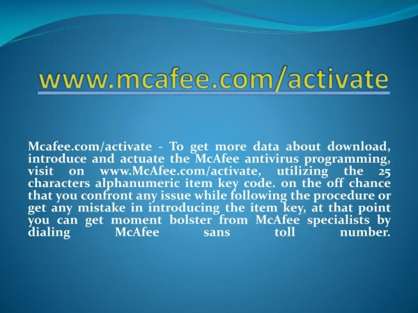 www mcafee com activate