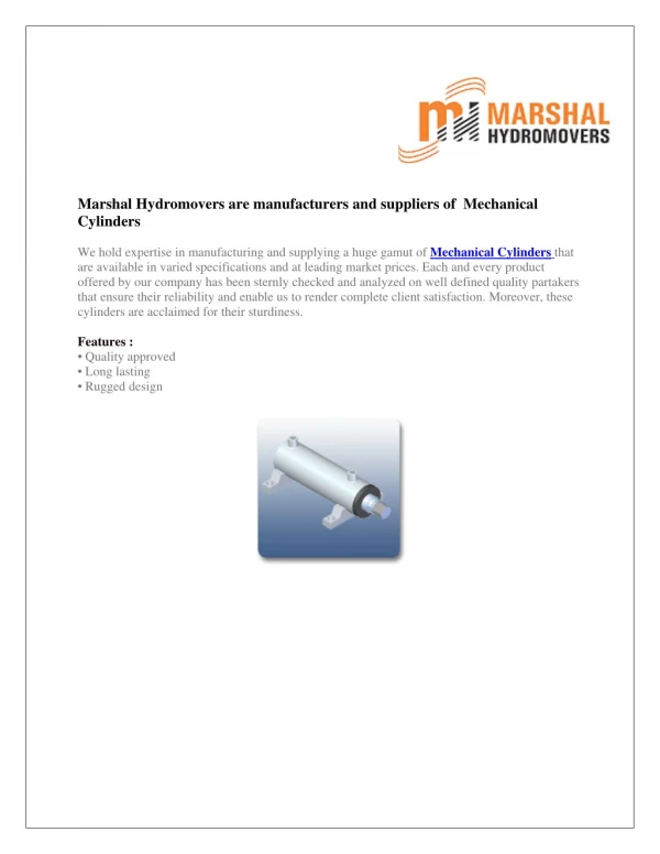 Mechanical Cylinders | Marshal Hydromovers