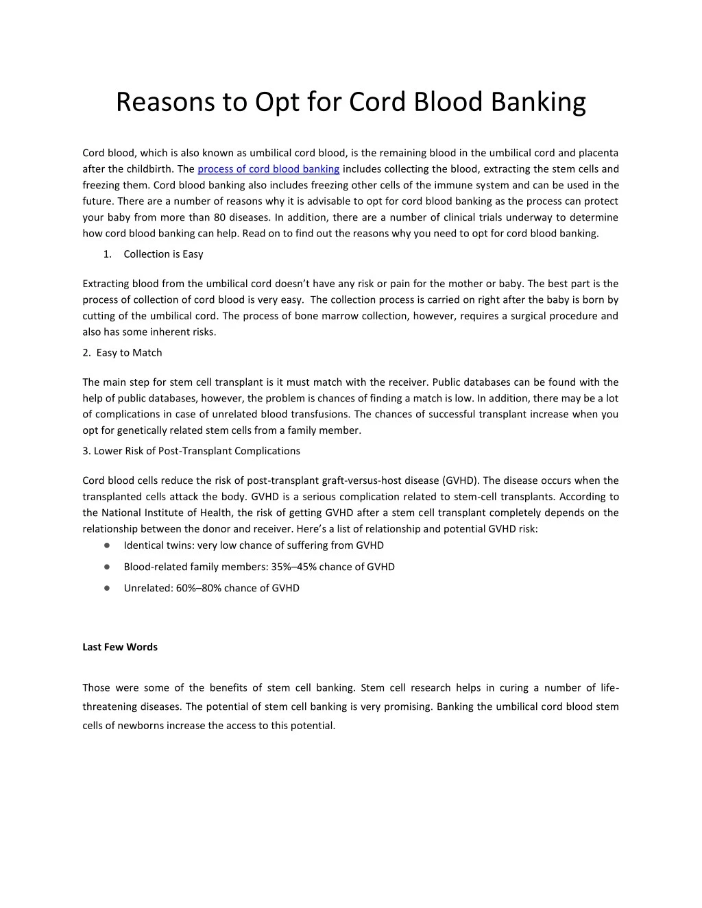 reasons to opt for cord blood banking