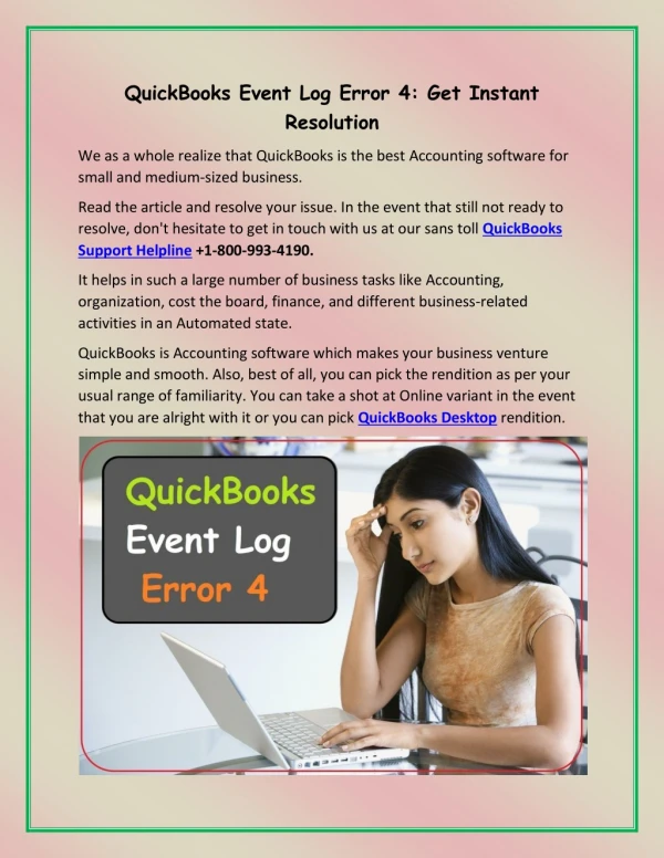 QuickBooks Event Log Error 4 : Get Instant Resolution