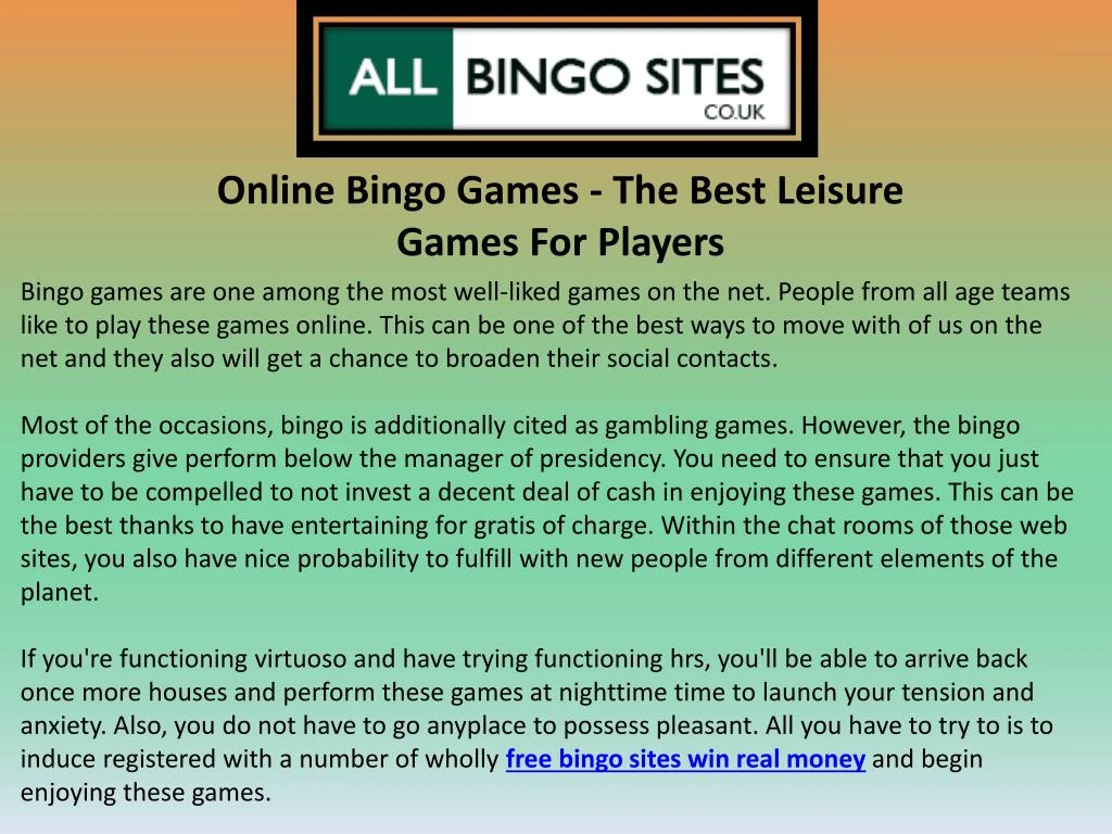 online bingo games the best leisure games