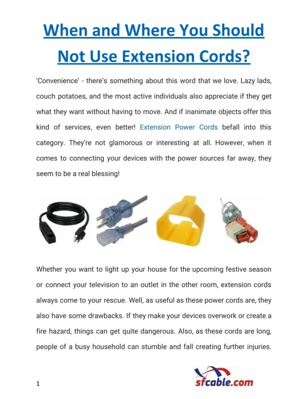 When and Where You Should Not Use Extension Cords?