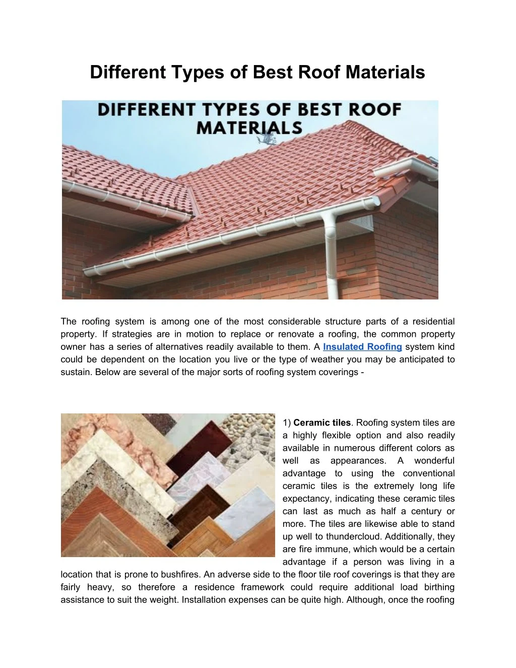 different types of best roof materials
