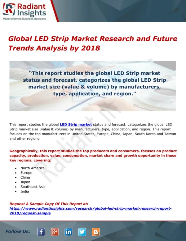 Global LED Strip Market Research and Future Trends Analysis by 2018