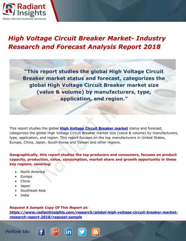 High Voltage Circuit Breaker Market- Industry Research and Forecast Analysis Report 2018