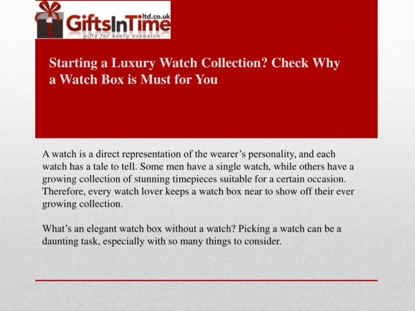 Starting a Luxury Watch Collection? Check Why a Watch Box is Must for You
