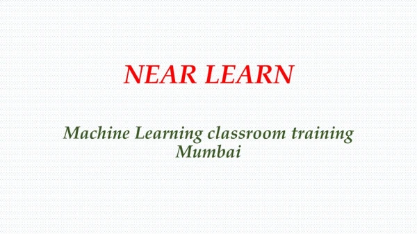machine learning online class mumbai