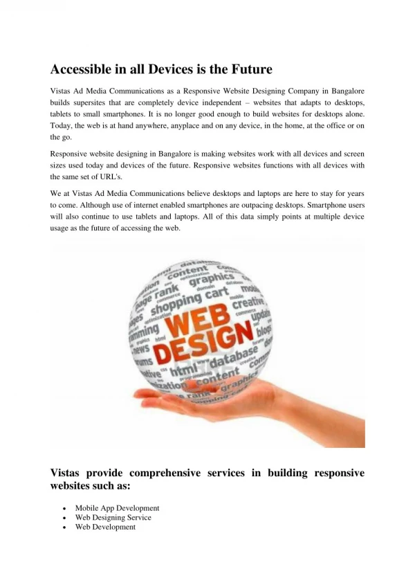 Web design company in Bangalore | Best Website designers in Bangalore - Vistas Ad Media