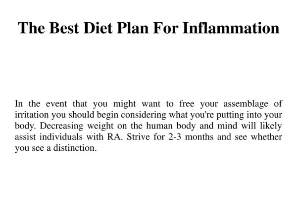 The Best Diet Plan For Inflammation