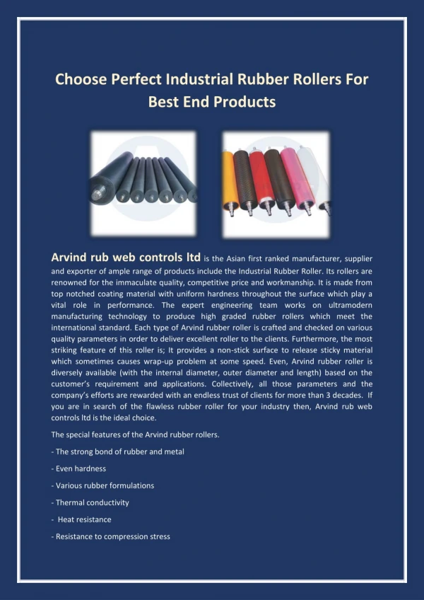 Choose perfect industrial rubber rollers for best end products