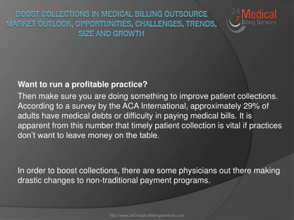 Boost Collections In Medical Billing Outsource Market Outlook, Opportunities, Challenges, Trends, Size and Growth