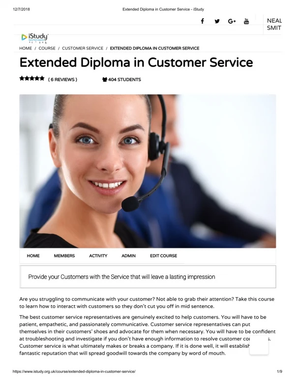 Extended Diploma in Customer Service - istudy