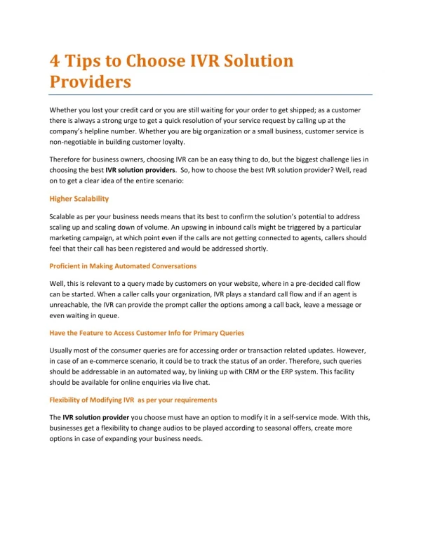 4 Tips to Choose IVR Solution Providers