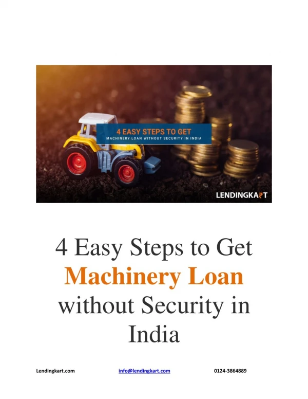 Get Machinery Loan Without Security in India from Lendingkart