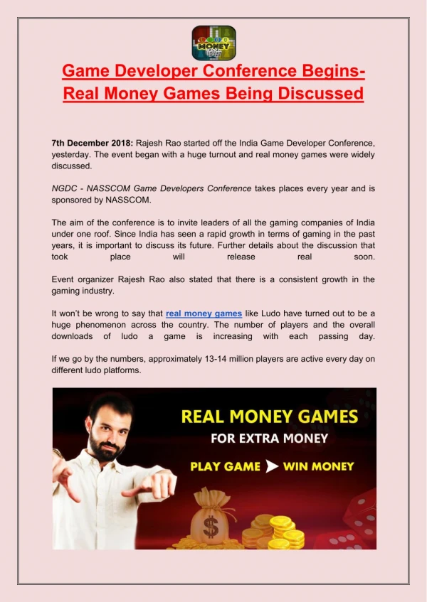 Real Money Games Discussed in Game Developer Conference