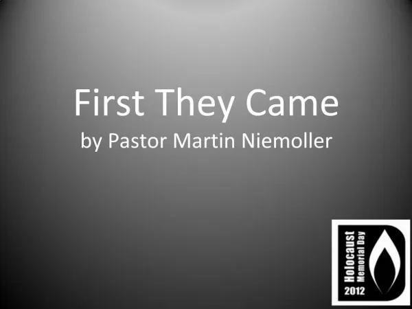 First They Came by Pastor Martin Niemoller
